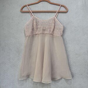 Cinema Etoile Babydoll Nightgown Womens Medium Sheer Heart Embroidery Lingerie